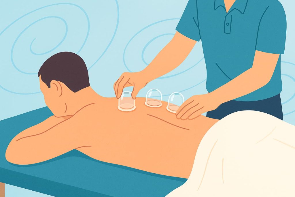 cupping therapy on back illustration