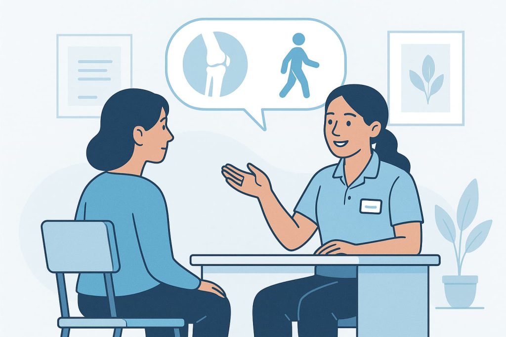 preoperative care session with a PT illustration