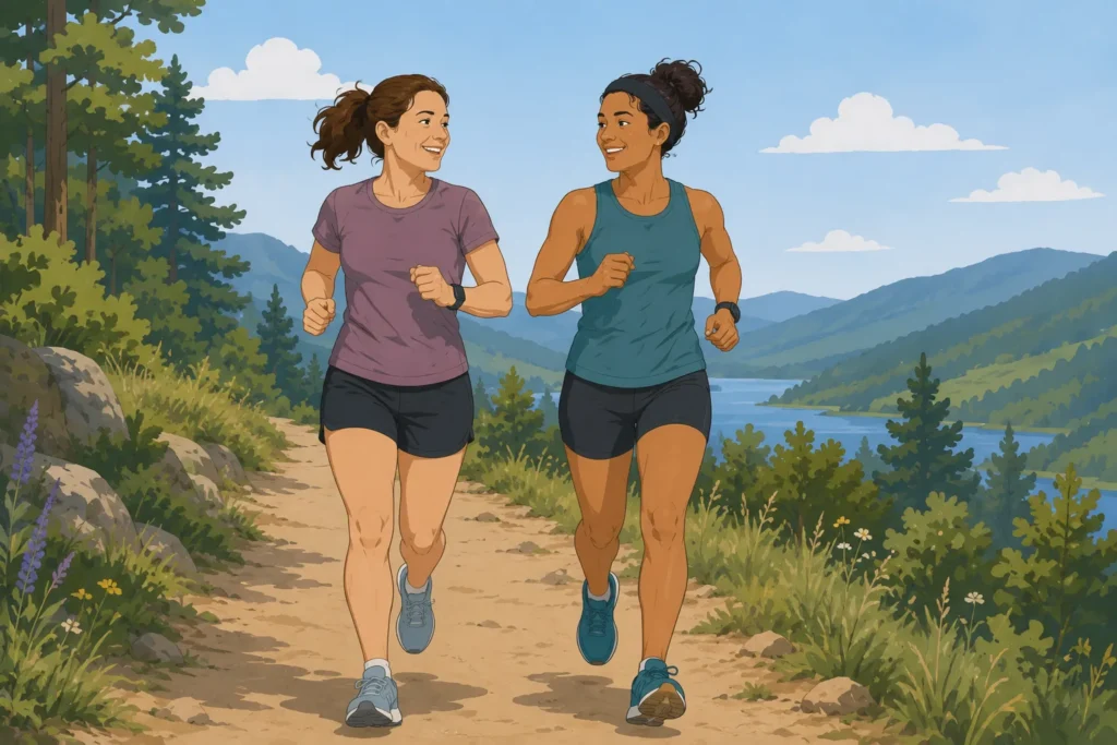 recovered athletes running on the trail