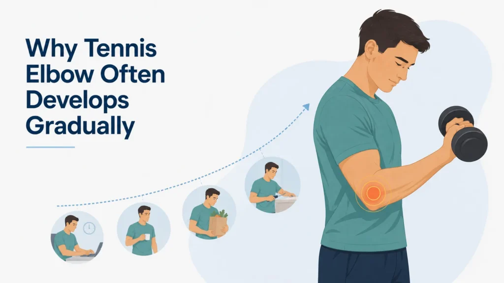 why tennis elbow often develops gradually